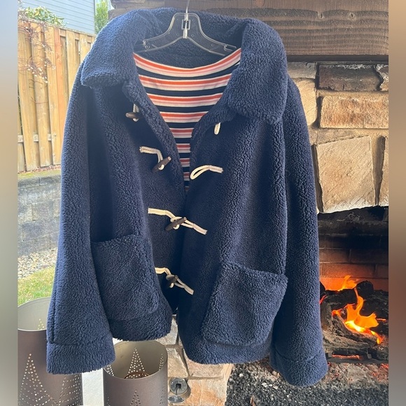 Loft Sherpa Blue Jacket with Matching Top set/lot - Picture 2 of 8